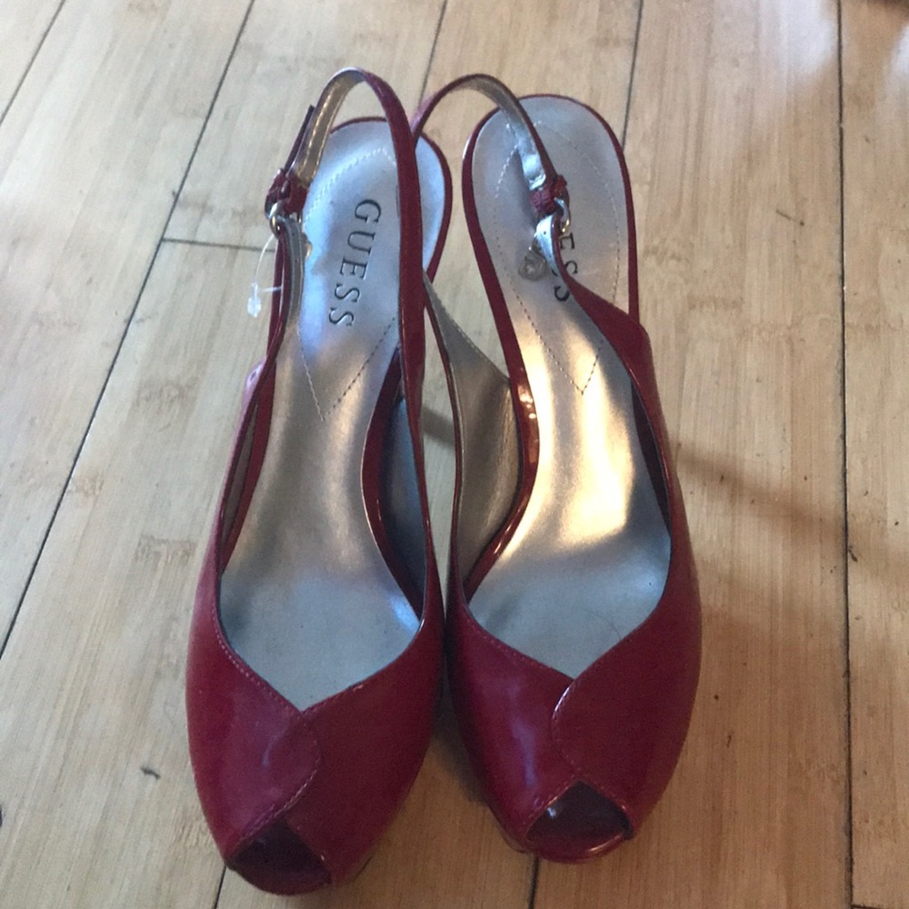 Peep toe sling back heels